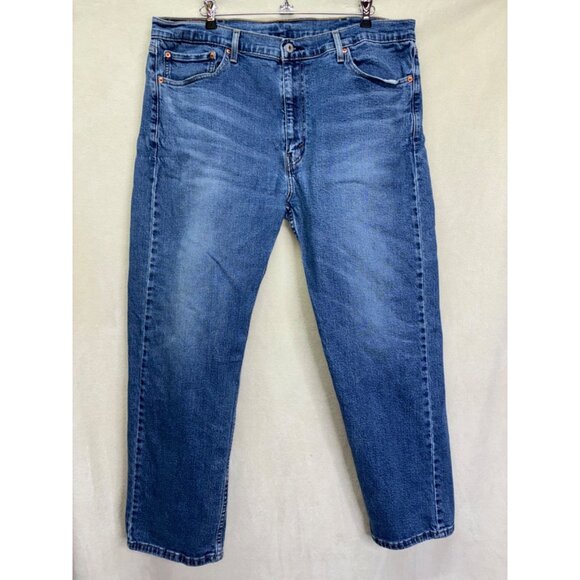 Levis 505 Jeans Straight Leg Pockets Cotton Denim Blue 40x30 fit as 38x29 #f - Picture 1 of 7